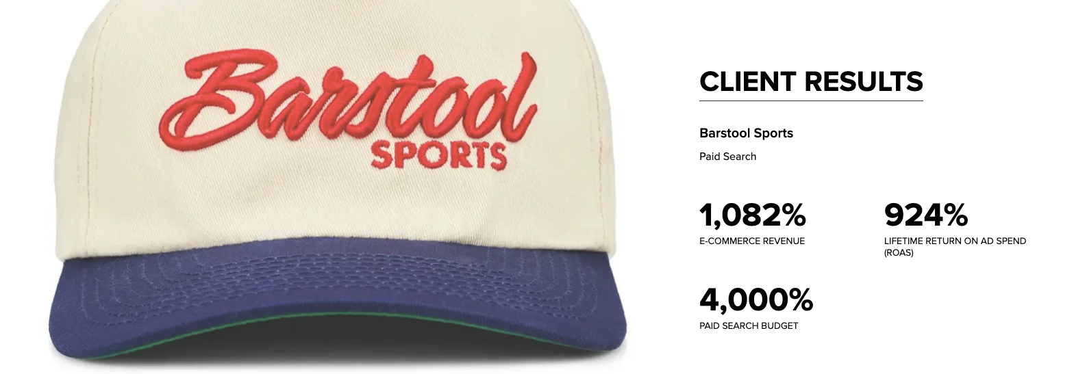 Barstool sports client results from hawkmedia's marketing efforts